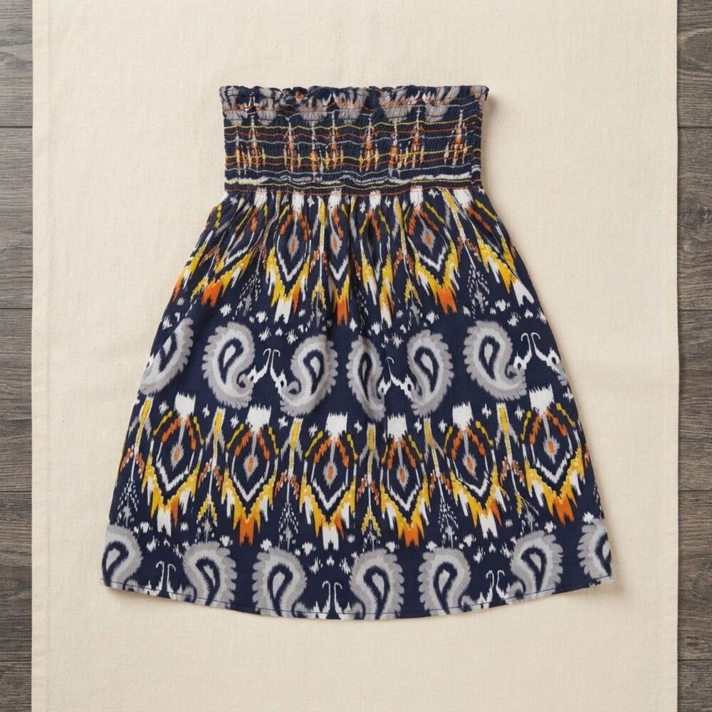 Vintage Forever 21 Smocked Tube Top Size Small Paisley Ikat Strapless Shirt EUC